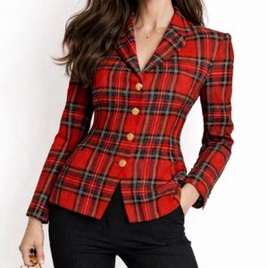 Vintage Escada Red Plaid blazer
